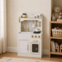 Teamson Kids Play Kitchen Set with Refrigerator & 11 Accessories, White