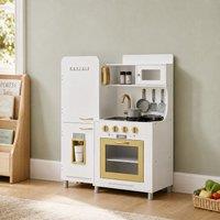 Teamson Kids Play Kitchen Set with Ice Maker, Lights, Sounds & 12 Accessories in White