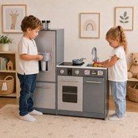 Teamson Kids Play Kitchen, Medium Grey with Light & Sound, Little Chef Milano