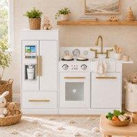 Teamson Kids Little Chef Charlotte Modern Play Kitchen, White/Gold in White