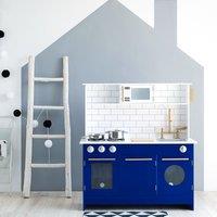 Teamson Kids Wooden Play Kitchen Set with Cookware Accessories, White/Blue in Blue