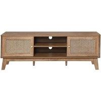 CALICOSY 2-Door TV Stand In Rattan Cane, 140 Cm Wide - PALMO in Light Brown