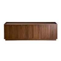 CALICOSY 3-Door TV Stand In Walnut Effect With Shelf, 140 Cm Wide - ABEL in Dark Brown