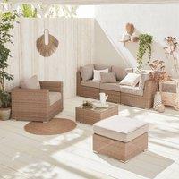 sweeek 5-seater deluxe polyrattan garden sofa set in Beige
