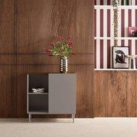 sweeek Sideboard storage unit metal with wood decor 1 door 80 cm in Grey