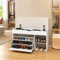 STILVORA Entryway Bench with Shoe Storage & Cushion in White