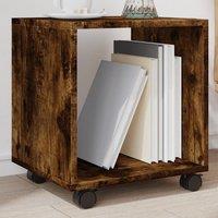 Berkfield Home vidaXL Rolling Cabinet Smoked Oak 37x33x42.5 cm Engineered Wood in Brown