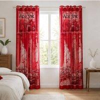 Smart Living Soft Cosy Poly Cotton Inspire Curtains in Red | Size: 167 cm width x 183 cm drop