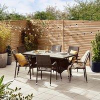 FurnitureboxUK Antigua 6 Seater Rattan Outdoor Garden Dining Set, PE Rattan, 6 Seat Garden Table & Chair Set, Weather Resistant in Brown