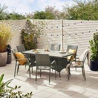FurnitureboxUK Antigua 6 Seater Rattan Outdoor Garden Dining Set, PE Rattan, 6 Seat Garden Table & Chair Set, Weather Resistant in Grey