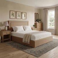 Desire Deco Plush Velvet Janessa Ottoman Storage Bed Frame in Beige | Size: Small Double