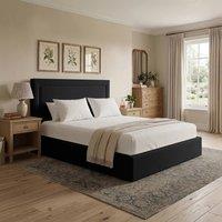 Desire Deco Plush Velvet Janessa Ottoman Storage Bed Frame in Black | Size: Small Double