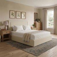 Desire Deco Plush Velvet Janessa Ottoman Storage Bed Frame in Cream | Size: Small Double