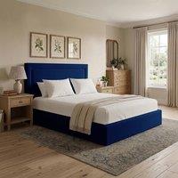 Desire Deco Plush Velvet Janessa Ottoman Storage Bed Frame in Blue | Size: Small Double