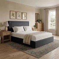 Desire Deco Plush Velvet Janessa Ottoman Storage Bed Frame in Charcoal | Size: Small Double