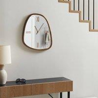 Wyld and Coco Wall Clock Dark Brown Silver Accents Irregular Mirrored Glass Face