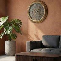 Wyld and Coco Vintage 50 cm Wall Clock - Exposed Gears Painted Gold Synthetic Frame
