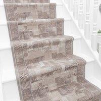 runrug Stair Runner Carpet - Durable, Non-Slip, 5.4mm - 'Tribe' in Beige | Size: 100 cm x 450 cm