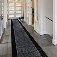 runrug Hallway Carpet Runner Rug - Soft & Comfy, 9mm - 'Morning Mist' in Black | Size: 60 cm x 480 cm