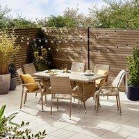 FurnitureboxUK Antigua 6 Seater Rattan Outdoor Garden Dining Set, PE Rattan, 6 Seat Garden Table & Chair Set, Weather Resistant in Beige