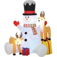 OUTSUNNY 7ft Giant Christmas Inflatable Snowman with 2 Reindeer in White