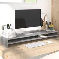 Berkfield Home Monitor Stand Grey Sonoma 100x24x13 cm Engineered Wood | Size: 100 x 24 x 13 cm
