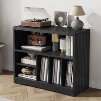London Boutique Modern Record Player Stand 6 Cubes Turntable Table Media Storage Shelf in Black
