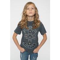 Guns N Roses Kids Monochrome Cross Dye Wash Tee in Grey | Size: 9-10 Years