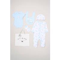 Rock a Bye Baby Boy's Cotton 5-Piece Baby Gift Set in Baby Blue | Size: Newborn