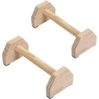 FLAVORA 50*13*10cm Pair Wooden Parallettes Push Up Bars Calisthenics in Beige | Size: 0-12 m