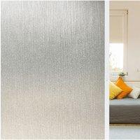 Living and Home Vertical Brushed Privacy Window Film - Self-Adhesive Translucent Light Filtering Effect in White