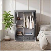 Living and Home Portable Wardrobe Garment Rack with 3 Storage Drawers, Clothes Hanging Rod, Non-Woven Fabric Cover Curtain in Grey