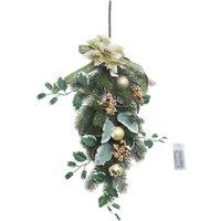 Living and Home 30cm W x 50cm H Christmas Artificial Golden Christmas Flower PE Upside-Down Tree with 2m Light String | Size: 30 cm W x 50 cm H