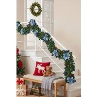 Living and Home 2.7m Artificial Christmas Garland Decorations with LED Lights