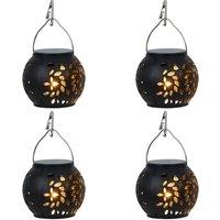 Gardenwize Pack of 4 Hanging Solar Lantern Lights 2-in-1 Table or Hanging Lights in Black