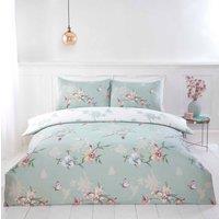 Rapport Home Hummingbird Microfibre Floral Duvet Cover Set With Pillowcase in Green | Size: King