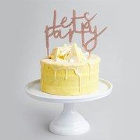 Club Green Rose Gold 'Let's Party' Glitter Acrylic Cake Topper