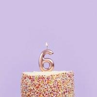Club Green Rose Gold Number '6' Celebration Candle