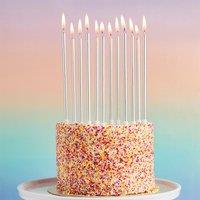 Club Green Silver Tall Skinny Celebration Candles - Pack of 12