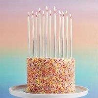 Club Green Silver Ombre Tall Skinny Celebration Candles - Pack of 12