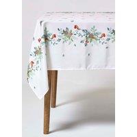 Homescapes Robin Christmas Tablecloth in White