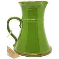 Verano Spanish Ceramics Selena Glazed Hand Dipped Kitchen Dining Large Flat Based Jug 1L (H) 20cm in Dark Green