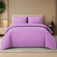 Lazzaro Home Premium Brushed Microfiber Embossed Stripes Reversible Duvet Cover Set in Purple | Size: Single