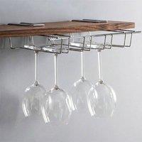 PAWNORA Under Shelf Stemware Wine Glass Holder in Silver