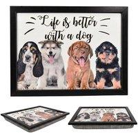 PAWNORA Padded Lap Tray with Bean Bag Cushion in Black