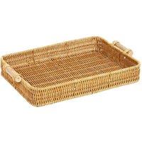 PAWNORA PP Woven Storage Basket Wood 35x25x5cm in Brown | Size: 35 x 25 x 5 cm