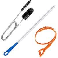 PAWNORA 3pcs Drain Unclogger Tool Sink Hair Remover Easy Unblocking in Silver | Size: 100 cm x 15 cm