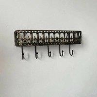 FORGEVIO Black Multiple Hooks Vintage Metal Wall Rack | Size: 0.6m2