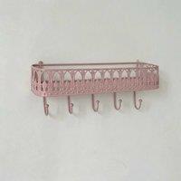 FORGEVIO Pink Multiple Hooks Vintage Metal Wall Rack | Size: 0.6m2