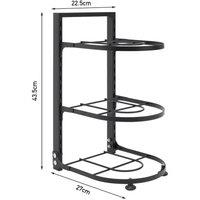 FORGEVIO 3 Tier Home Kitchen Cook Pan Pot Holder in Black | Size: 0.6m2